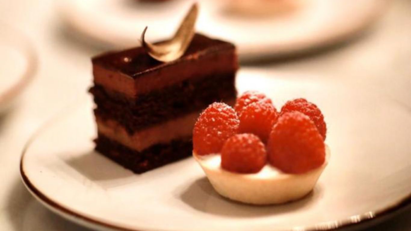 Rosewood Mayakoba plated chocolate and raspberry dessert